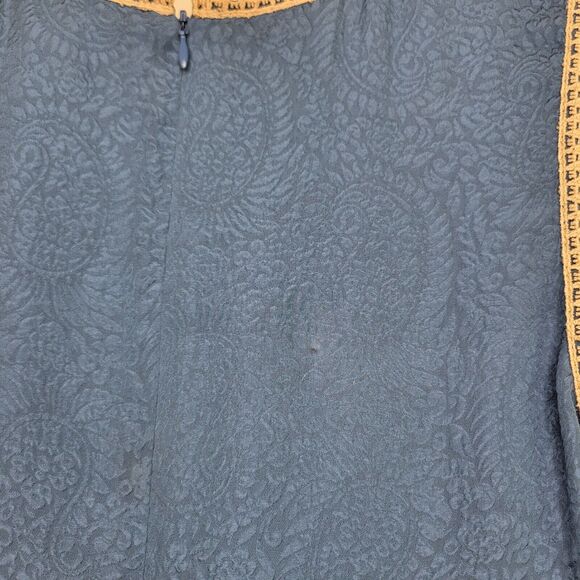 Anna Sui Blue 100% Silk Fit And Flare Tunic Tank Top Crochet Lining Size Small - Picture 15 of 16